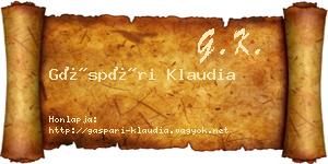 Gáspári Klaudia névjegykártya